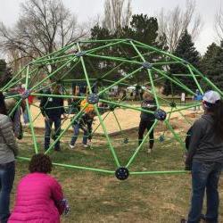 Volunteers help build a playground in Pueblo, Colorado